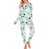 Panda pattern tropical leaves background Women's All Over Print Pajama Set