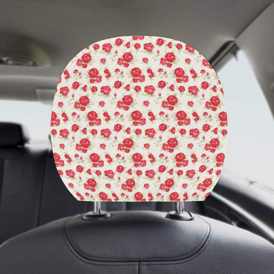 Rose Pattern Print Design 01 Car Headrest Cover