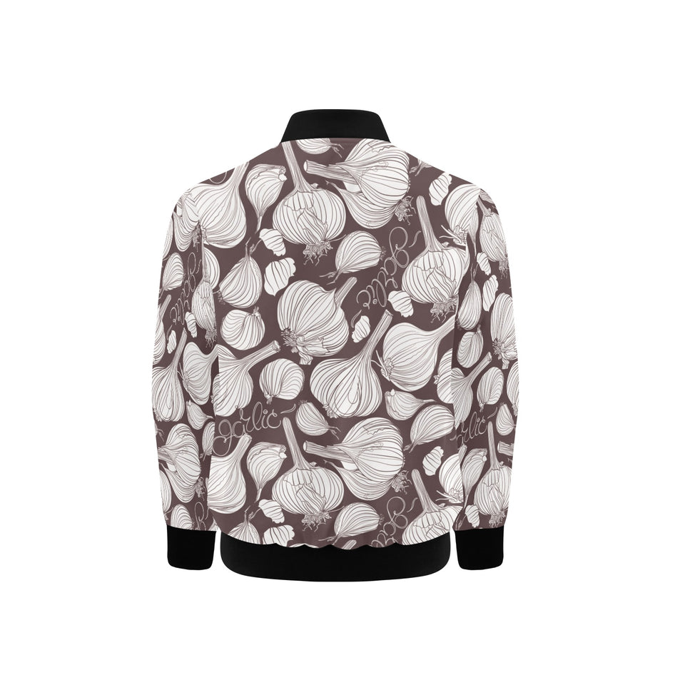 Garlic bulb dark background Kids' Boys' Girls' Bomber Jacket