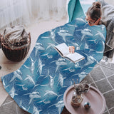 Shark hand drawn Blanket Robe with Sleeves