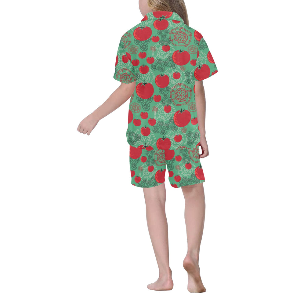 Tomato design pattern Kids' Boys' Girls' V-Neck Short Pajama Set