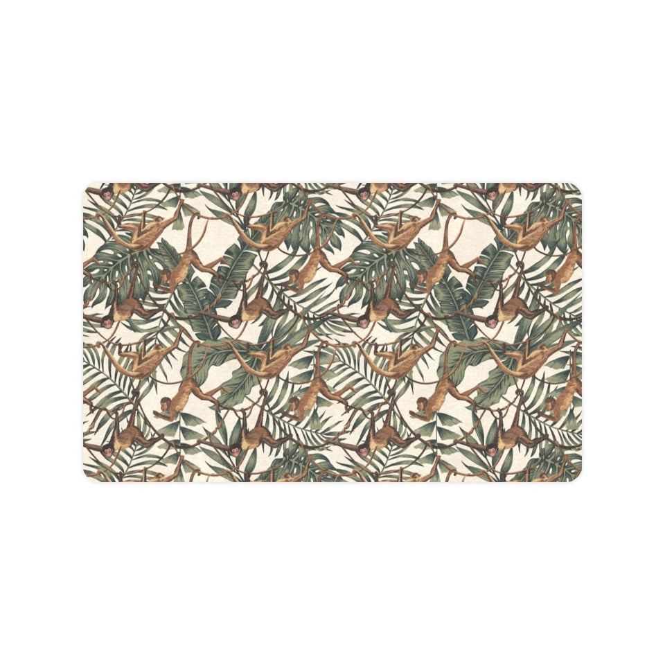 Monkey tropical leaves background Doormat