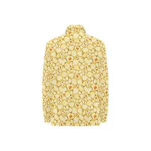 Popcorn Pattern Print Design 04 Women's Long Sleeve Polo Shirt