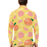 Grapefruit yellow background Men's Long Sleeve Polo Shirt