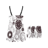 Classic vintage clock pattern Chest Sexy Pleated Two Piece Swim Dress