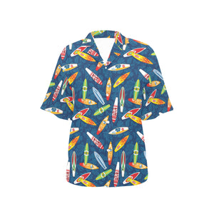 Surfboard Pattern Print Design 01 Women's All Over Print Hawaiian Shirt