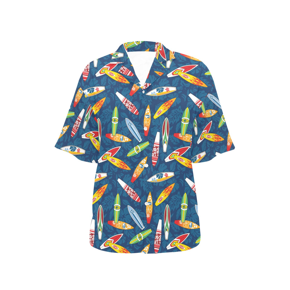 Surfboard Pattern Print Design 01 Women's All Over Print Hawaiian Shirt
