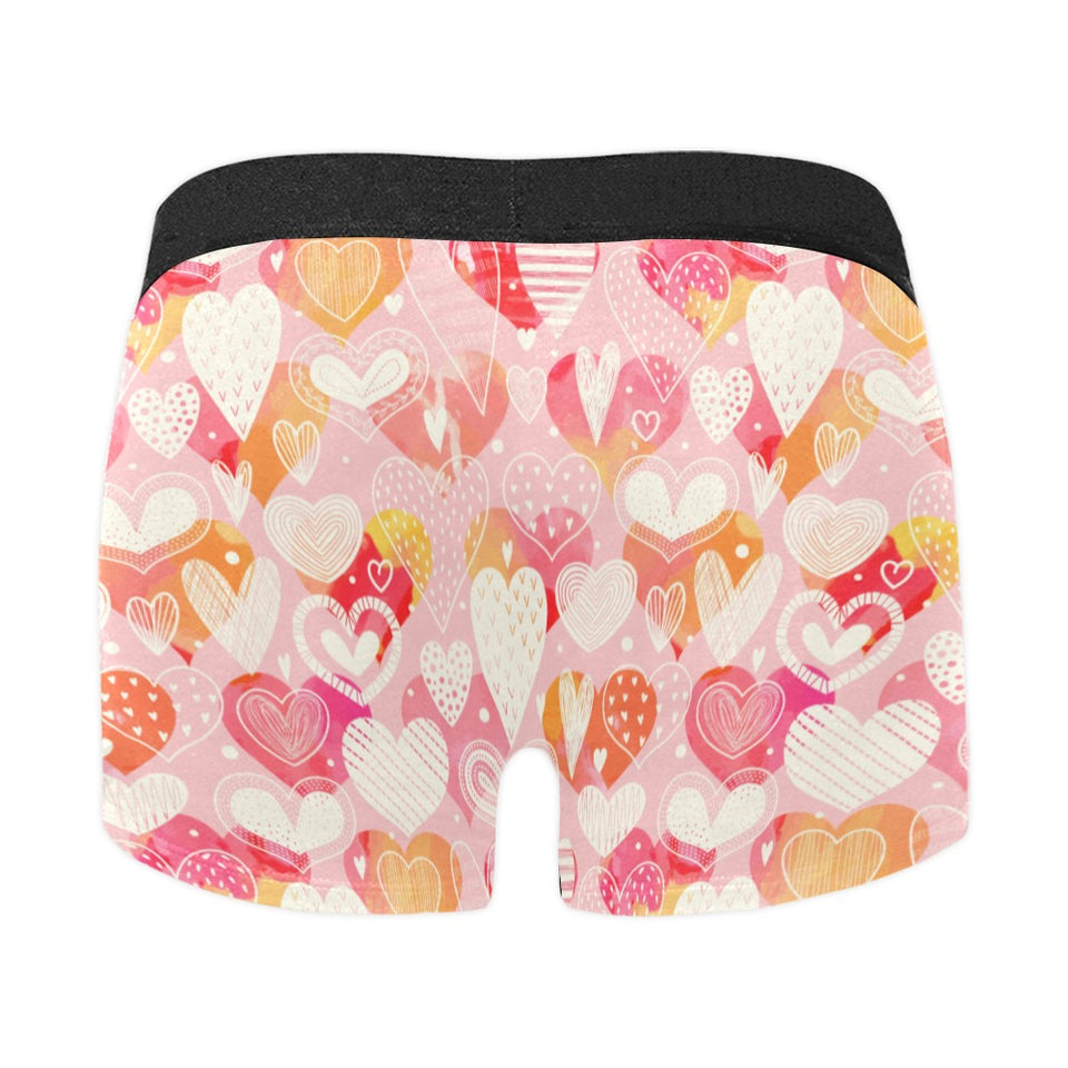 Hand drawn heart design pattern Men's All Over Print Boxer Briefs Men's Underwear
