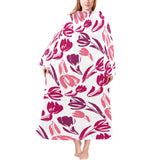 pink sketch tulip pattern Blanket Robe with Sleeves