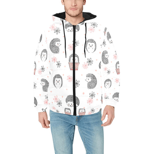 Hedgehog Pattern Print Design 02 Men's Padded Hooded Jacket