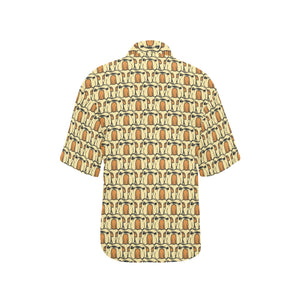 English Bulldog Pattern Print Design 02 Women's All Over Print Hawaiian Shirt
