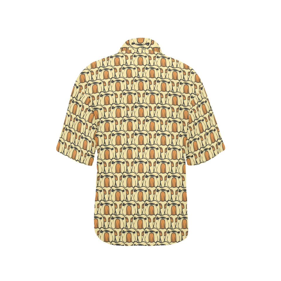 English Bulldog Pattern Print Design 02 Women's All Over Print Hawaiian Shirt