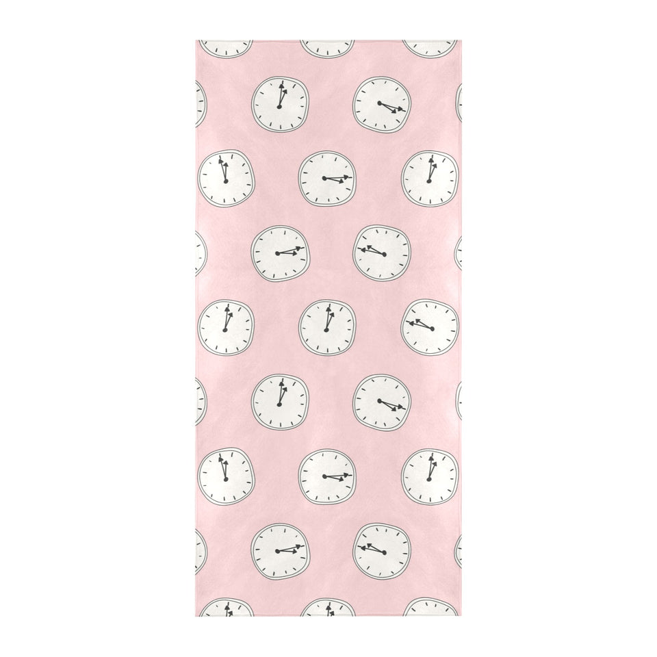 Clock pattern pink blackground Beach Towel