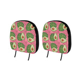 Avocado slices leaves pink back ground Car Headrest Cover
