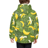 Banana Palm Leaves pattern Kids' Boys' Girls' Padded Hooded Jacket