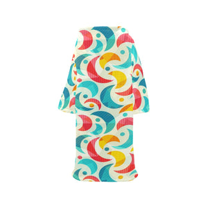 Colorful moon pattern Blanket Robe with Sleeves