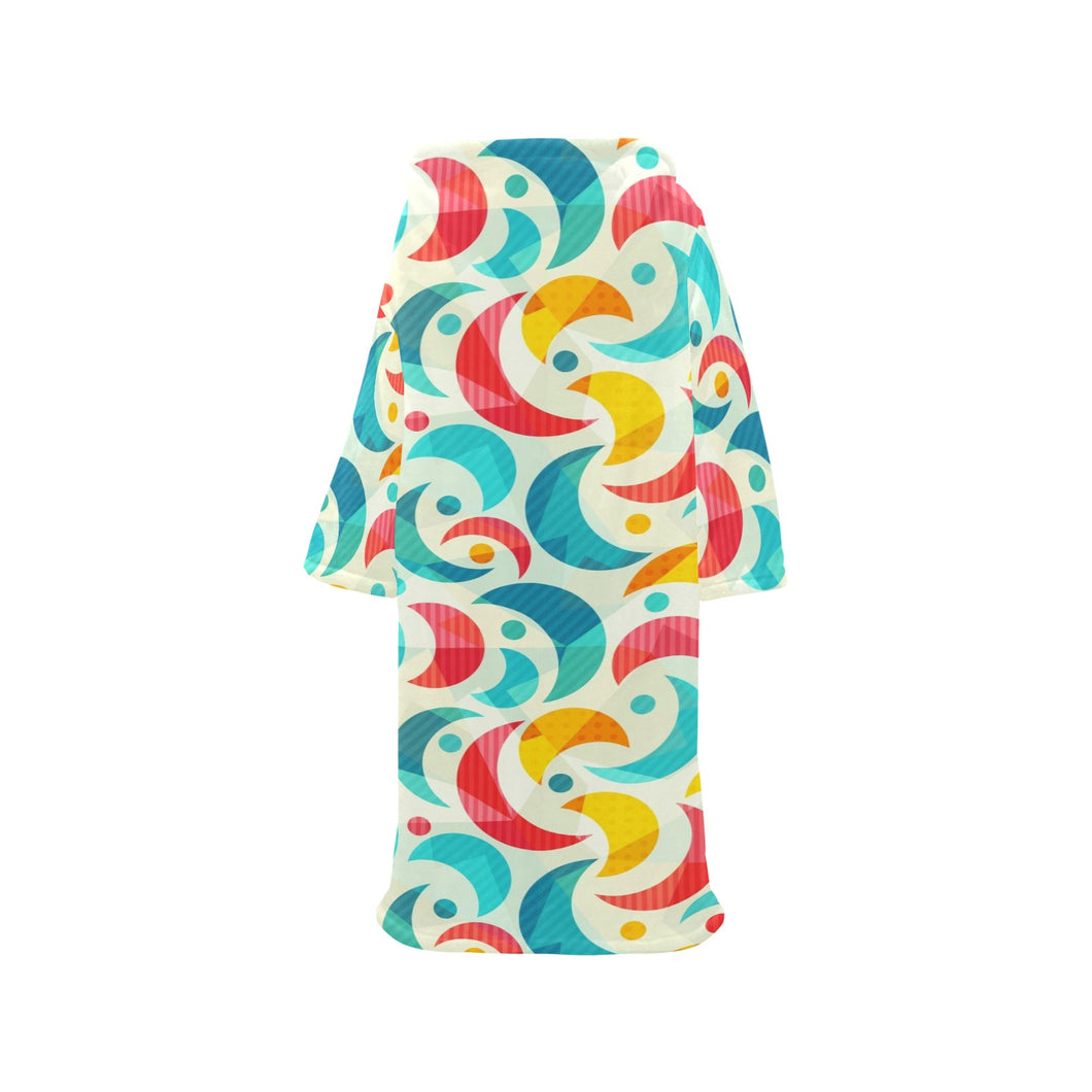 Colorful moon pattern Blanket Robe with Sleeves