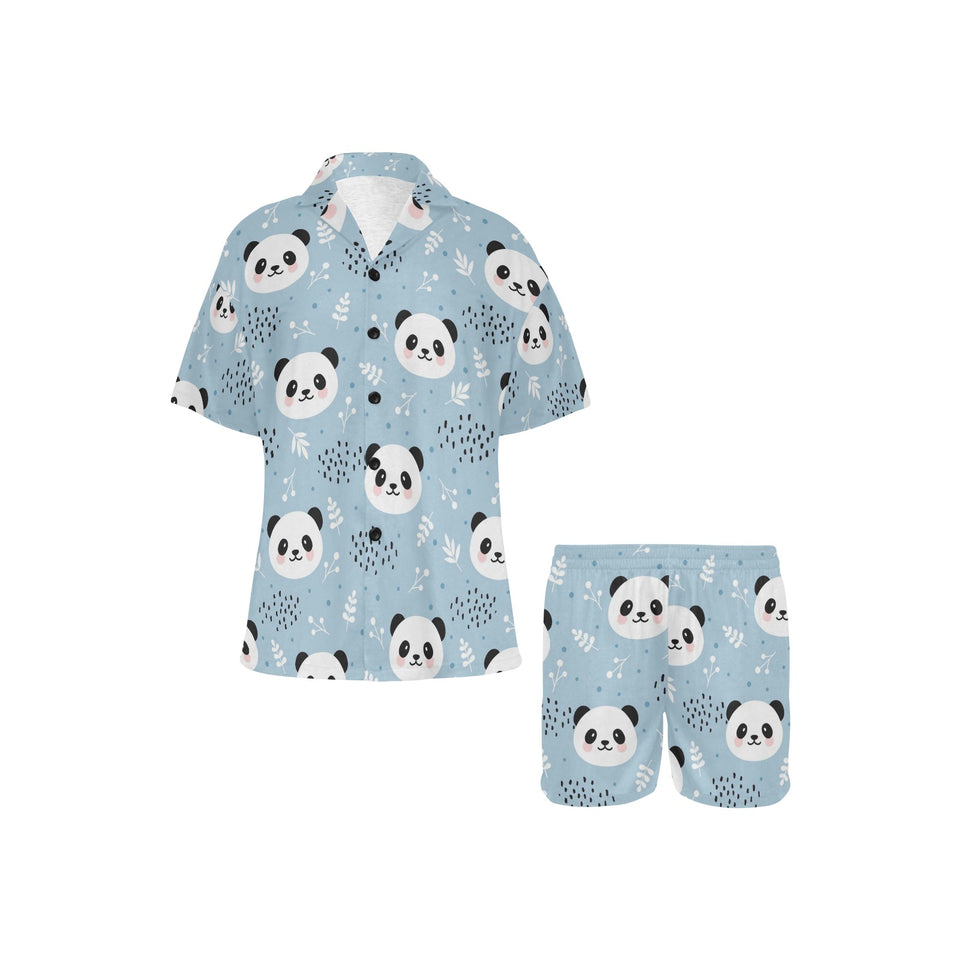 Cute panda pattern Women's V-Neck Short Pajama Set
