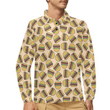 Hamburger Pattern Print Design 01 Men's Long Sleeve Polo Shirt