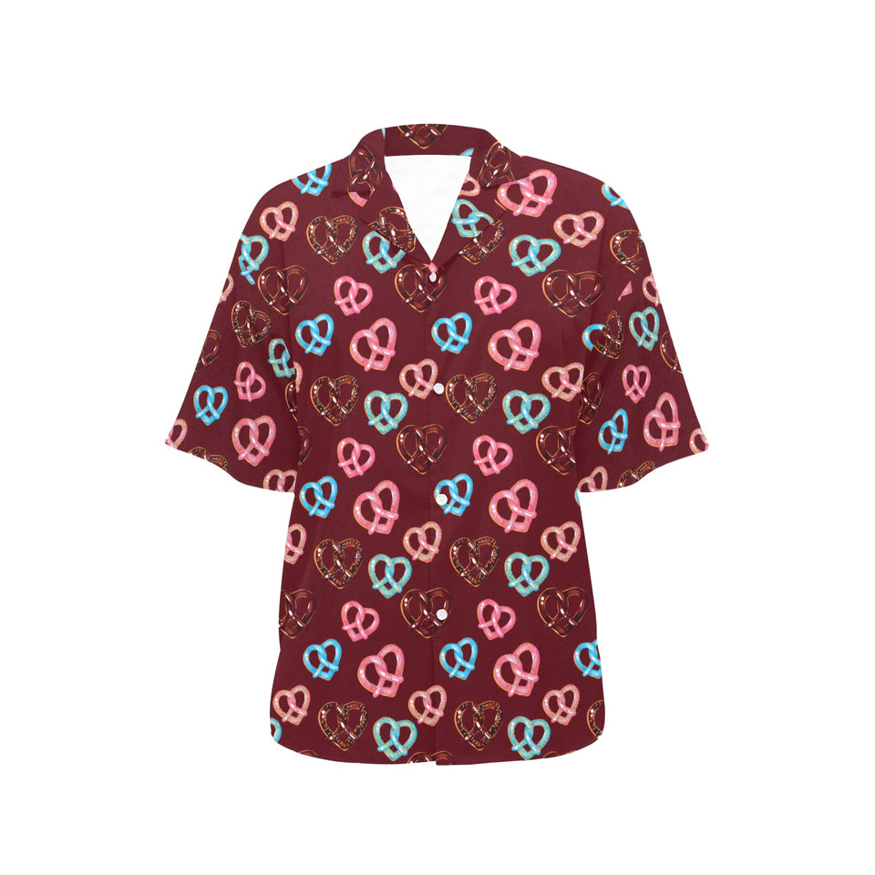 Pretzels Pattern Print Design 05 Women's All Over Print Hawaiian Shirt
