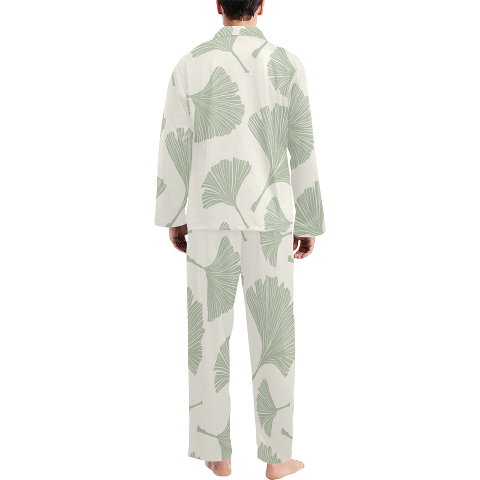 Ginkgo leaves pattern Men's Long Pajama Set