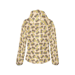 Hamburger Pattern Print Design 01 Women's Padded Hooded Jacket
