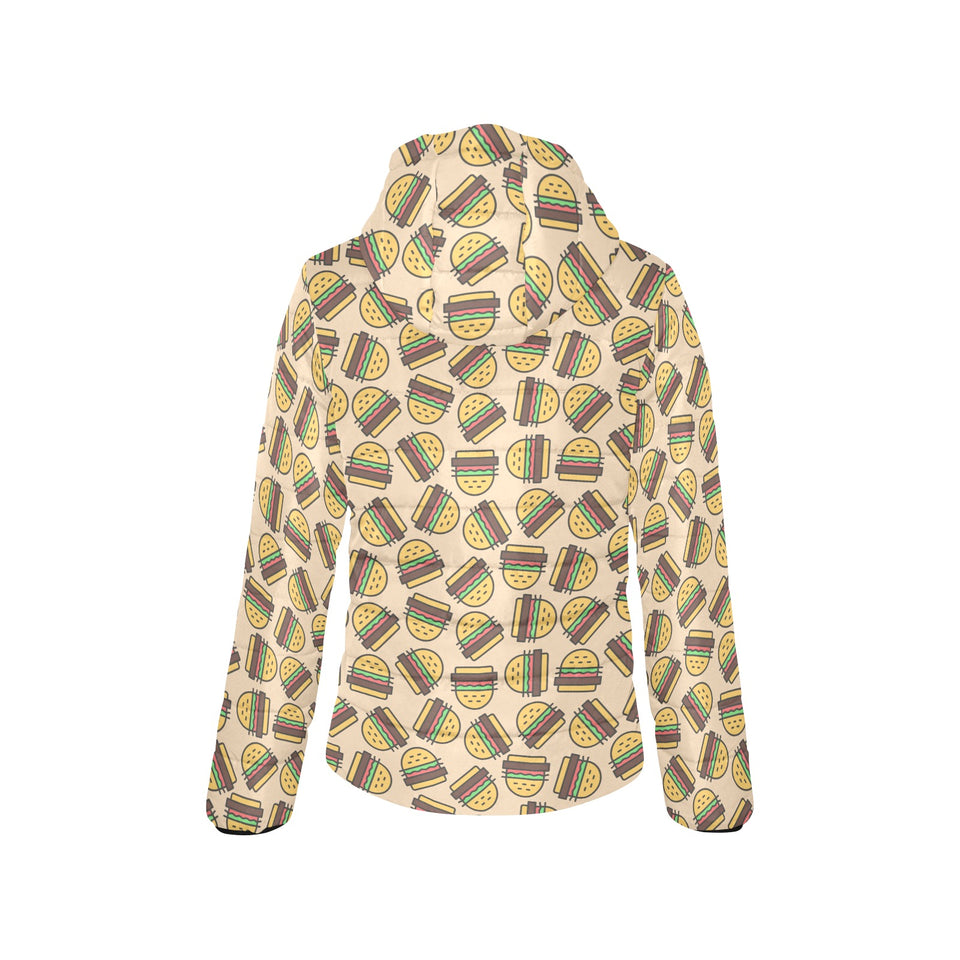 Hamburger Pattern Print Design 01 Women's Padded Hooded Jacket