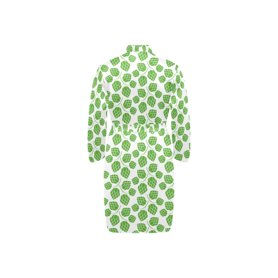 Hop pattern background Men's Long Sleeve Belted Night Robe
