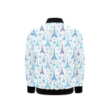 Blue Eiffel Tower Theme Pattern Print Design 01 Kids' Boys' Girls' Bomber Jacket