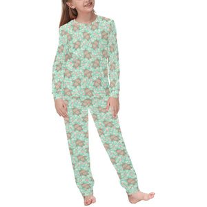 Hippopotamus Pattern Print Design 02 Kids' Boys' Girls' All Over Print Pajama Set