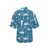 Cute shark pattern Women's All Over Print Hawaiian Shirt