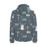 windmill tree pattern Men's Padded Hooded Jacket