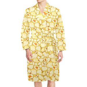 Popcorn Pattern Print Design 04 Men's Long Sleeve Belted Night Robe