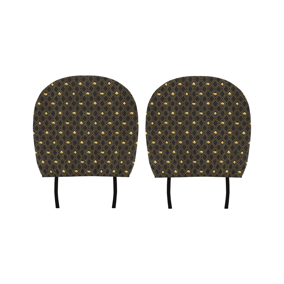 Casino Cards Suits Pattern Print Design 01 Car Headrest Cover