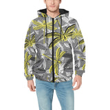 Hand drawn dragonfly pattern Men's Padded Hooded Jacket