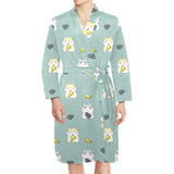 Cute hamster cheese pattern Men's Long Sleeve Belted Night Robe