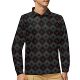 Casino Cards Suits Pattern Print Design 05 Men's Long Sleeve Polo Shirt