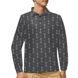 Engine Piston Black Background Pattern Design 02 Men's Long Sleeve Polo Shirt