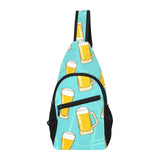 Beer pattern green background All Over Print Chest Bag