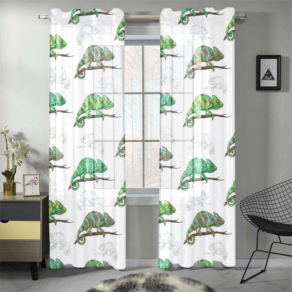 Chameleon lizard pattern Gauze Curtain