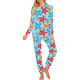 Blue red orange starfish pattern Women's All Over Print Pajama Set