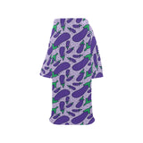 Eggplant Pattern Print Design 03 Blanket Robe with Sleeves