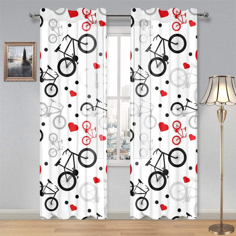 Bicycle Pattern Print Design 04 Gauze Curtain