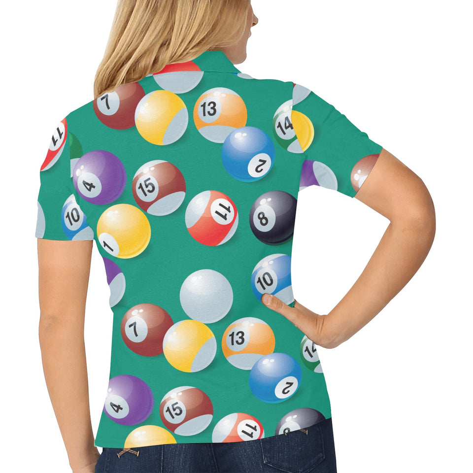 Billiard Ball Pattern Print Design 01 Women's All Over Print Polo Shirt