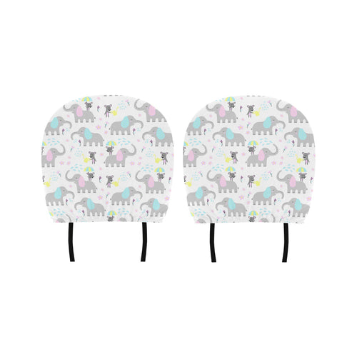Cute elephant mouse pattern Car Headrest Cover