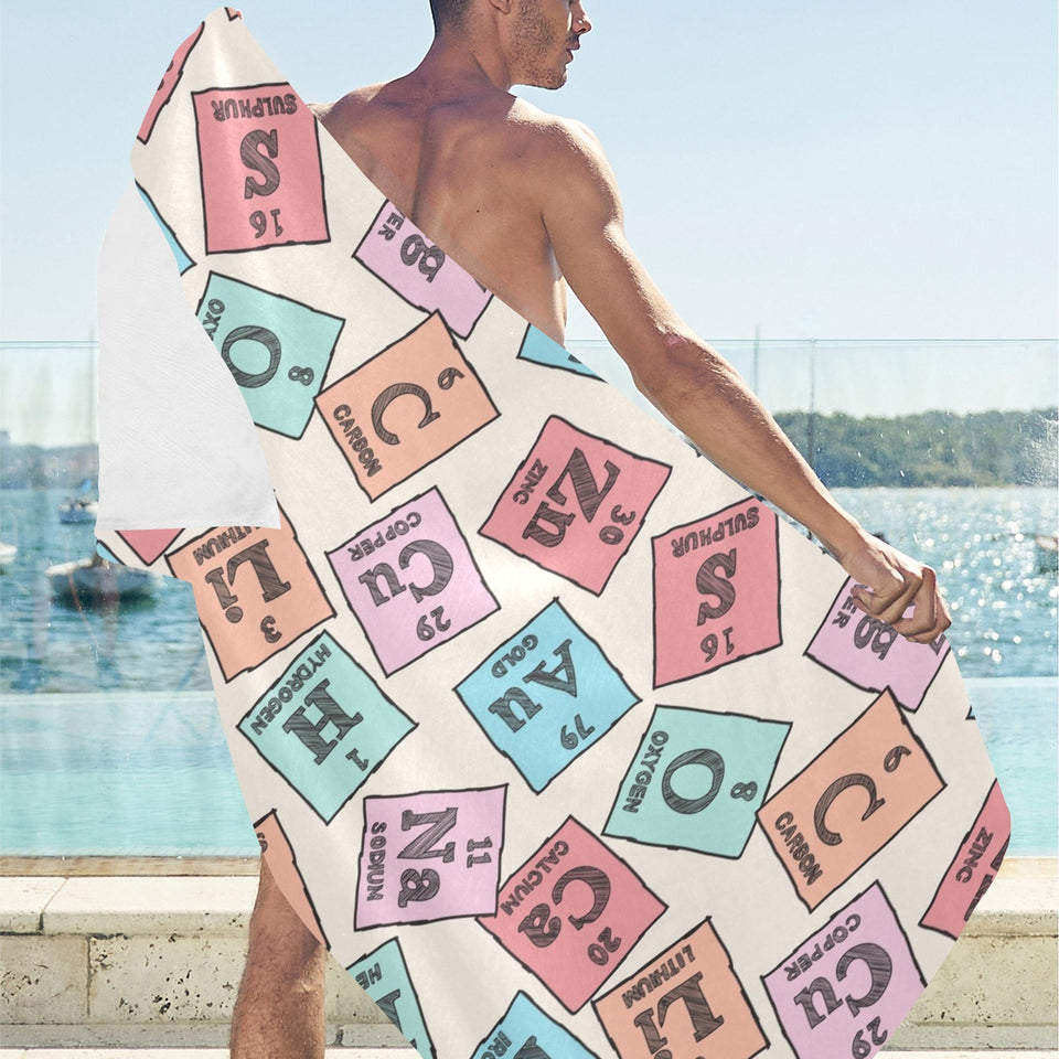 Chemistry Periodic Table Pattern Print Design 02 Beach Towel