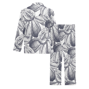 Guava tropical hand drawn pattern Men's Long Pajama Set