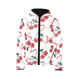 Hand drawn cherry pattern Kids' Boys' Girls' Padded Hooded Jacket