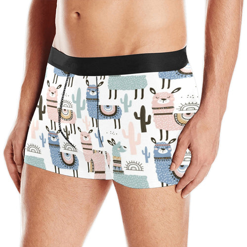 lama Alpaca cactus hand drawn pattern Men's All Over Print Boxer Briefs Men's Underwear