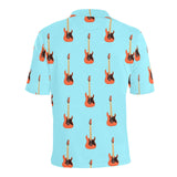 electric guitar pattern light blue background Men's All Over Print Polo Shirt